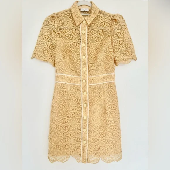 Sandro | Dresses | Sandro Live Grosgraintrimmed Corded Lace Mini Dress In  Cream Nwot | Poshmark